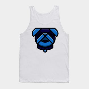 Cute Dog Pug Face Blue Tank Top